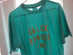 M/L Vtg Mid 90s Calex Xpress Flocked Distressed Skate Punk Grunge 50/50 T-Shirt