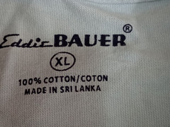 EDDIE BAUER T-SHIRT 90TH ANNIVERSARY XL LIGHT BLUE COTTON