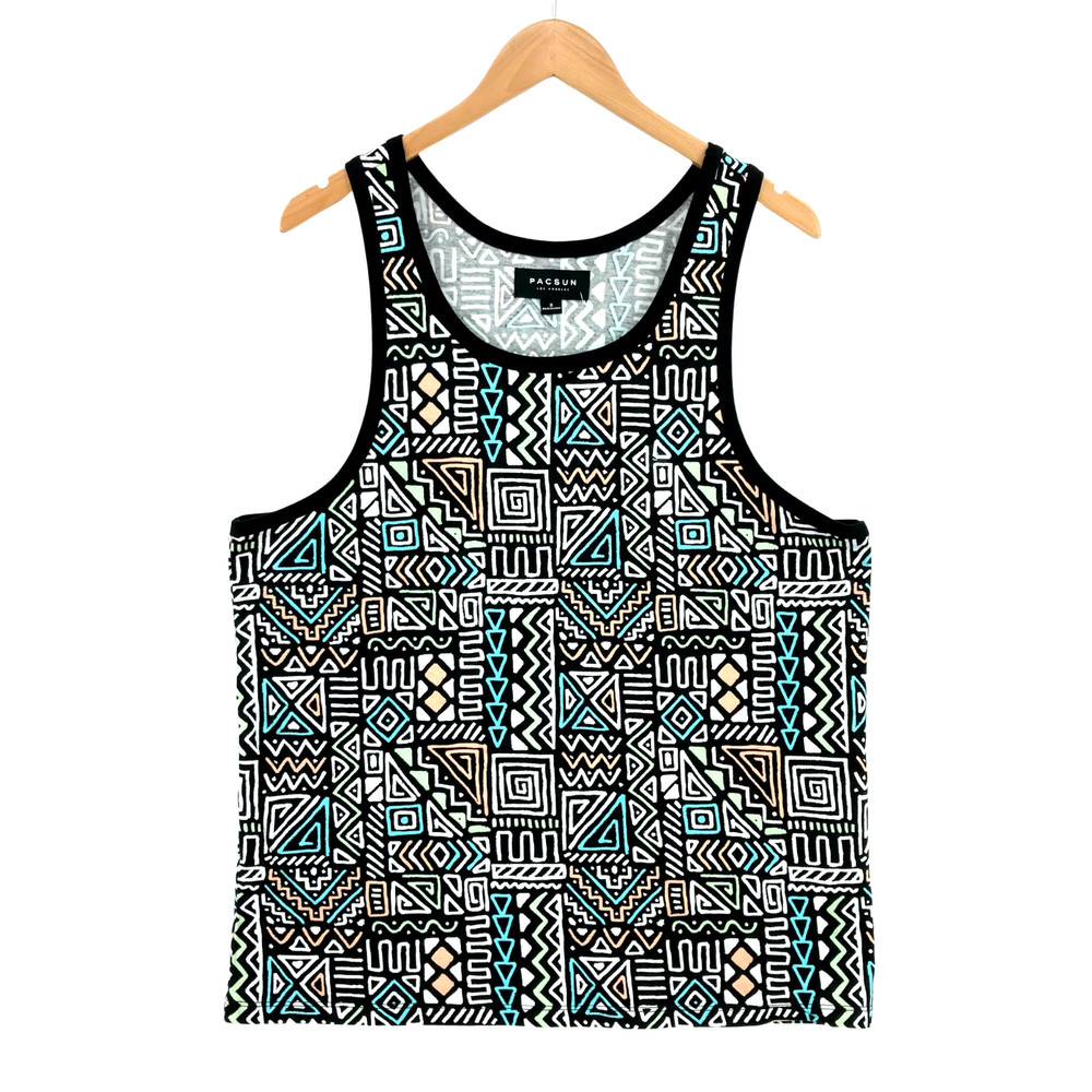 PacSun Men’s Y2K Aztec Cotton Sleeveless Wide Strap Pullover Tank Top Small
