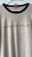 District Threads HOLO HOLO Beige Black Contrast Trim Crew Neck T-Shirt M