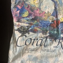 Vintage Liquid Blue Coral Reef Aquatic Paradise Tie Dye T Shirt Single Stitch L