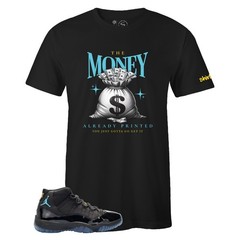 Men’s Black Money Sneaker T-shirt to Match Air Jordan 11 Retro ‘Gamma Blue’