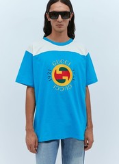 Gucci T-Shirt Men’s Oversized Blue 1921 Logo Print Cotton Jersey NWT, Size L