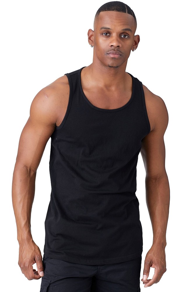 JC DISTRO Mens Basic Tank Top Jersey Casual Shirts Elong Scallop-Tail