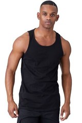 JC DISTRO Mens Basic Tank Top Jersey Casual Shirts Elong Scallop-Tail