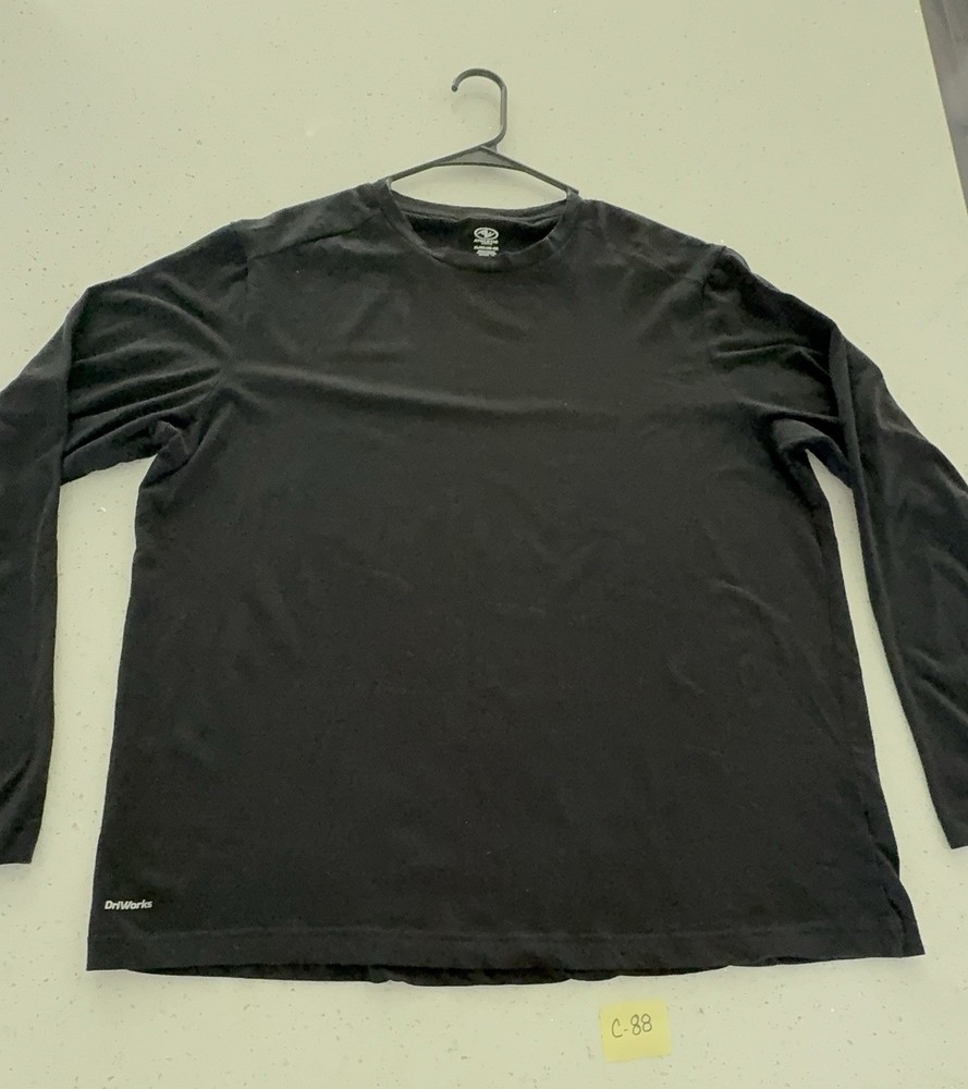 Athletic Works DriWorks Basic T-Shirt Mens XL Black Long Sleeve Crew Neck Tee