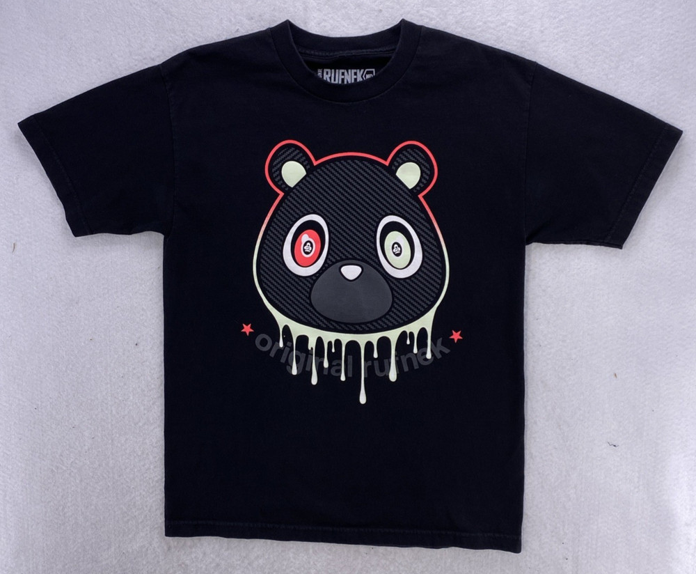 Rufnek Mens Tee Shirt Size Medium Kanye Bear Head Graphics Street SKate