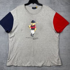 Polo Ralph Lauren Mens Classic Fit Polo Bear Graphic T Shirt XL Grey Red Navy