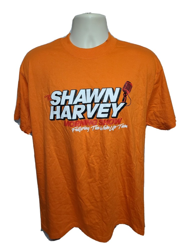 The Shawn Harvey Morning Show Featuring the Wake Up Team Adult Orange XL TShirt
