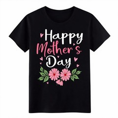 Happy Mother’s Day Floral Graphic T-Shirt, Cute Pink Flower Mom Casual Tee