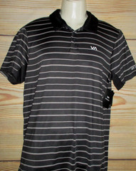 MENS RVCA PERFORMANCE BLACK POLO SHIRT SIZE M