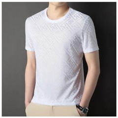 New Fashion Trend Ice Silk Breathable Summer Short Sleeve Luxury Men T-Shirt