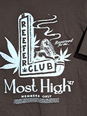 LRG Mens L Reefer Club Most High Graphic T-Shirt Brown L/G 100% Cotton Crew Neck
