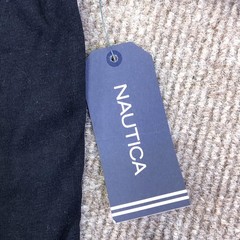 Nautica Shirt Mens Medium Navy Big Logo Flags Graphic Tee Tagless Nautical