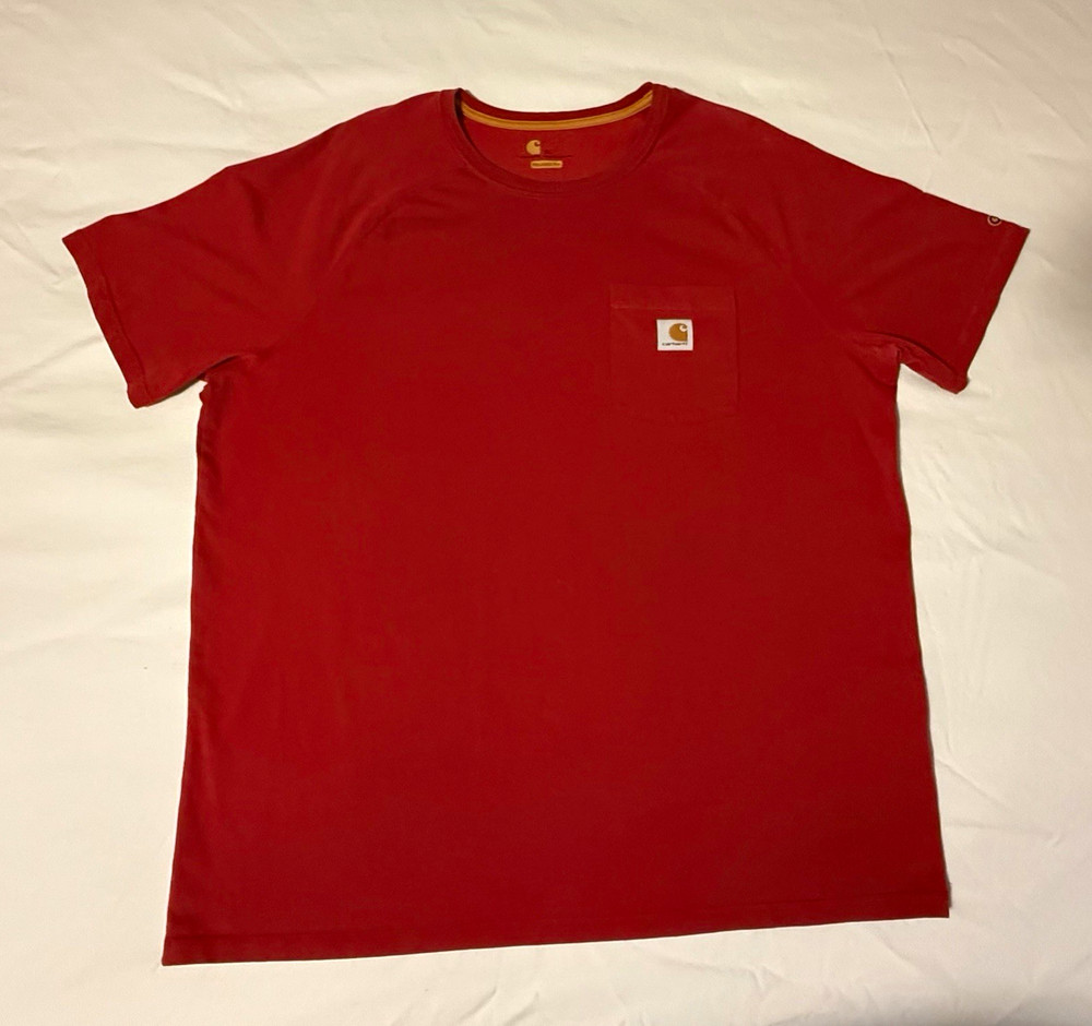 Carhartt Men’s Relaxed Fit Pocket T-Shirt Red Solid Crew Neck XL Regular