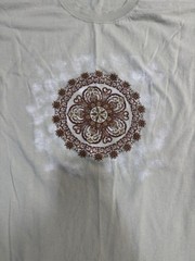 Vintage 90s Flowers Floral Circular Tapestry Bohemian Design Beige Shirt 2XL
