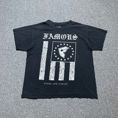 Y2K Famous Stars and Straps T Shirt Size Large Black Paisley Flag Travis Bark