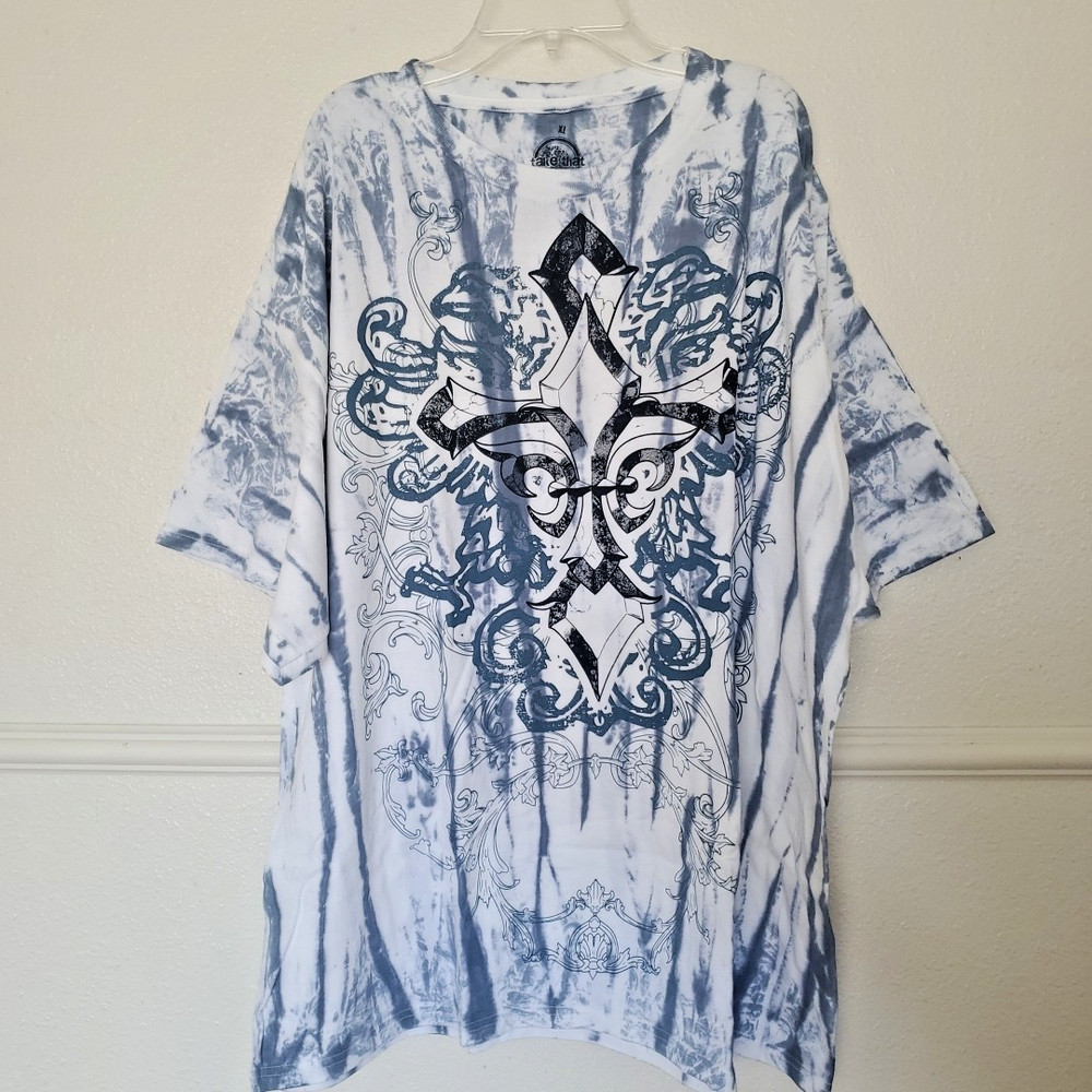 Take That T-shirt Tie Dye Mens Size XL White Blue Pre Shrunk Cotton Blue White