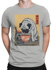 Pug Enjoying Ramen Art Print Men’s T-shirt