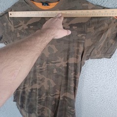 VICTORIOUS Mens Camo Brown Shirt Size Medium Short-Sleeve Zipper Pocket Sleeve