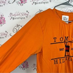 Tommy Hilfiger long sleeve embroidered front Vibrant Orange Graphic Tee