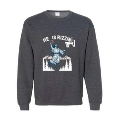 He Is Rizzin’ Sweatshirt, Jesus Basketball Easter Sweater, He Is Rizen Funny Eas