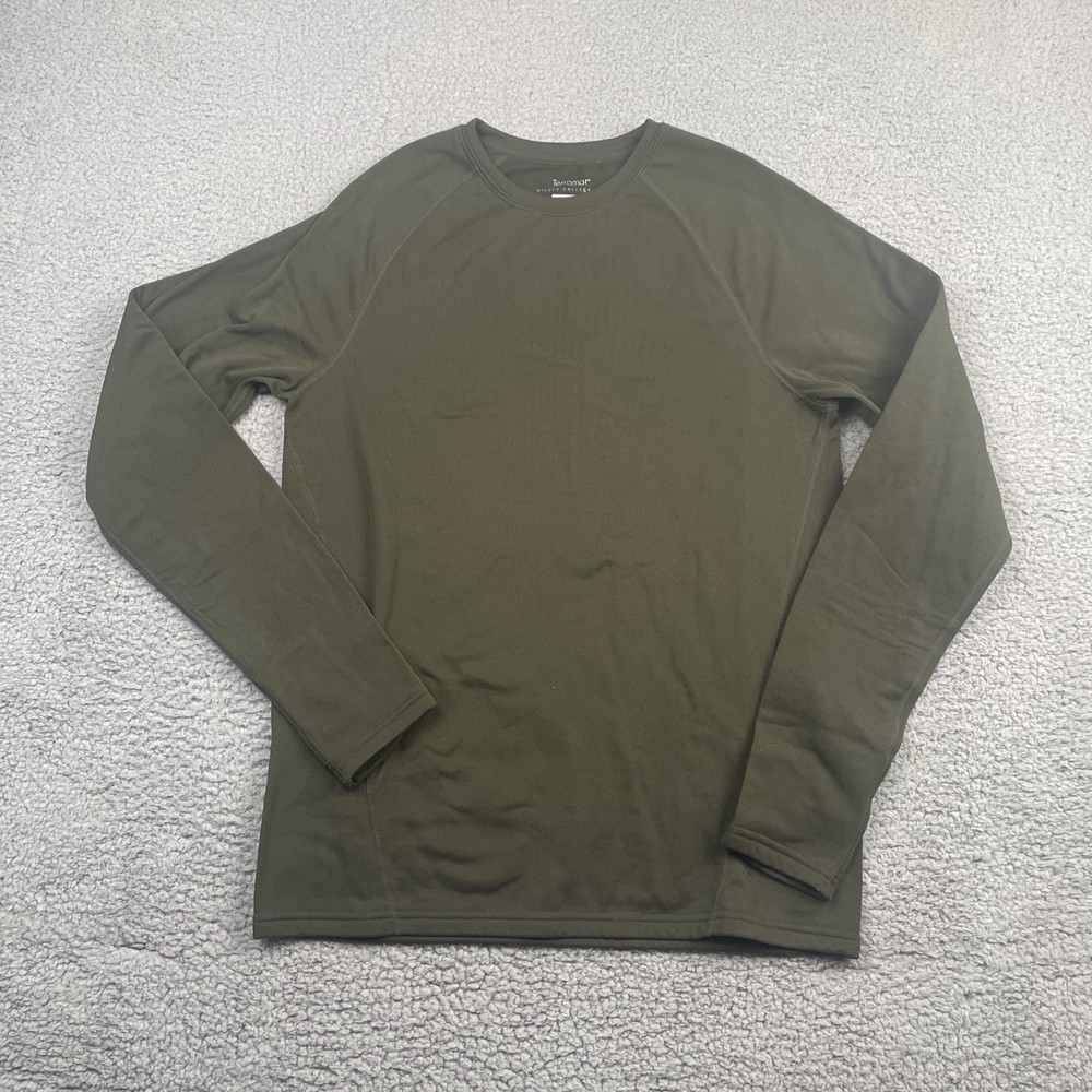 Terramar Men’s Shirt Medium Olive Green Base Layer Outdoor Camping Gorpcore