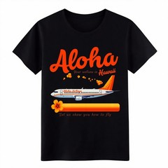 Unisex Aloha Airlines Hawaii Retro Airplane Vacation Graphic T-Shirt Cotton Tee