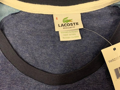 Lacoste Shirt Mens Size 6 Large XL NWT Blue Colorblock Raglan Tee Cotton Peru