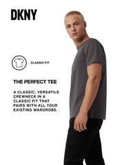 DKNY Soft Cotton T-Shirt for Men – Plain Casual & Dress Crew Neck Tee,
