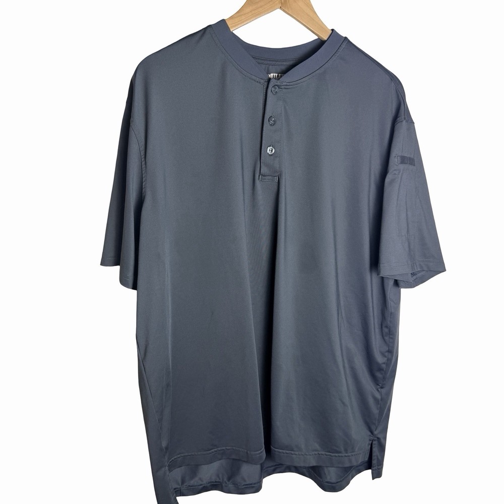 Duluth Trading T Shirt Cooling Henley Performance Tee Men’s XL Gray Short Sleeve