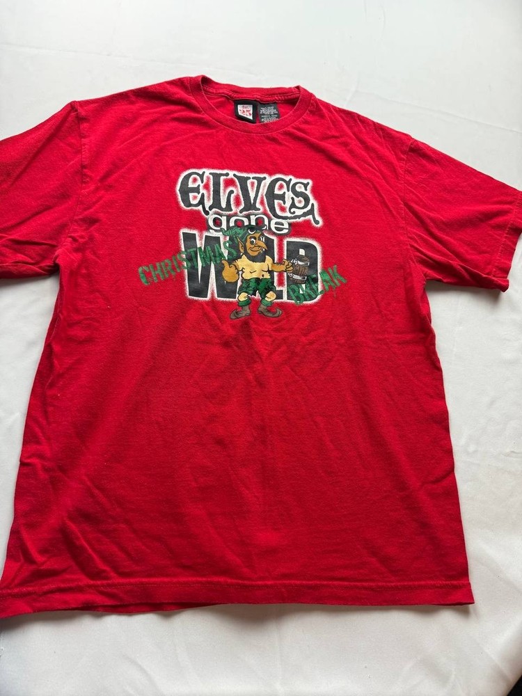 Det. 25 Elves Gone Wild Shirt Mens Large 42/44 Red Christmas Break Holiday