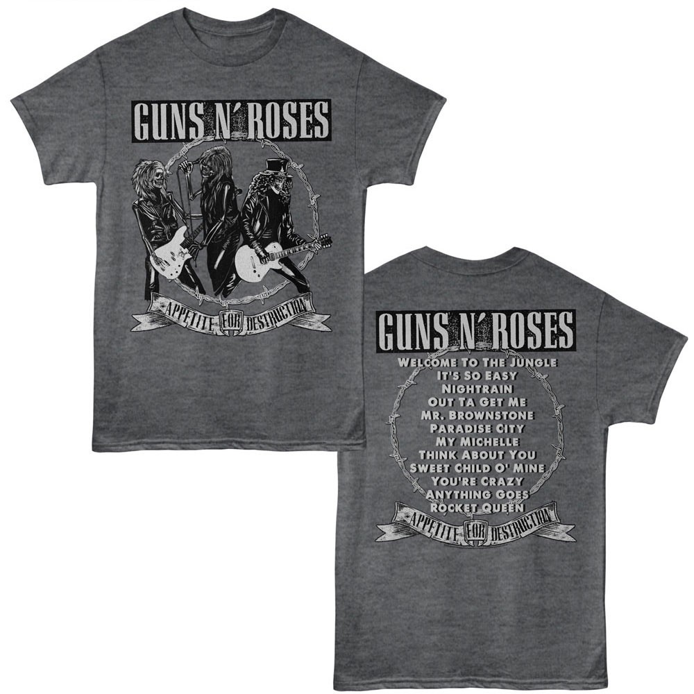 Guns N Roses Appetite For Destruction Song List Men’s T Shirt Rock Music Merch