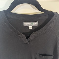Free Planet Black Pocket T Shirt Men’s XL Organic Cotton Short Sleeve Casual
