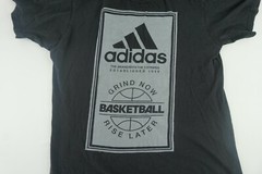adidas The Go-To Tee Mens Medium M Black Basketball Shirt Grind Now Rise Later