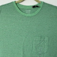 Roundtree & Yorke Men’s Shirt L Green Stripe Short-Sleeve Crew Soft-Washed NEW