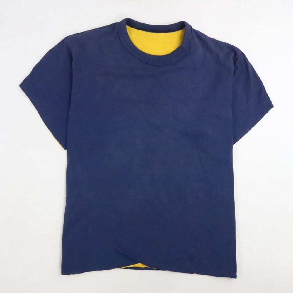 Vintage Two Tone Double Face T-Shirt Size XL Blue Yellow