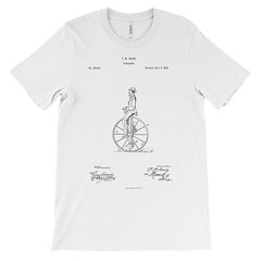Unicycle Patent T-Shirt.100% Cotton Comfy Tee on Black White or Gray. NEW