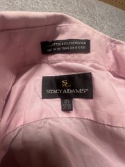 STACY ADAMS Mens 16.5 34-35 Sleeve Adjustable Collar Dress Shirt Pink