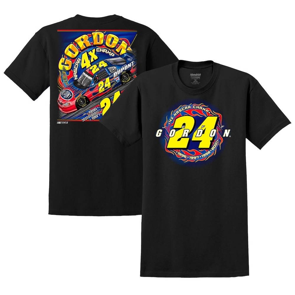 Jeff Gordon #24 Hendrick Motorsports Black Four Time Champion Racing T-Shirt
