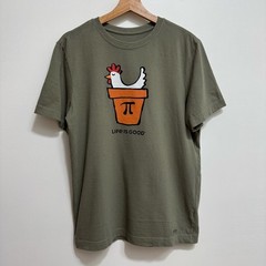 Life Is Good Chicken Pot Pi Crusher Tee Shirt Men Small NWT Humor Puns
