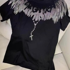 New Men Luxury Diamond Wings Rhinestones Fashion T-Shirt High Quality