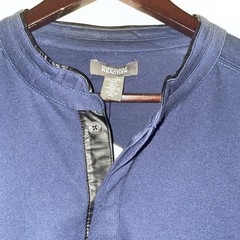 Kenneth Cole Reaction Pleather Trim Elbow Patches Long Sleeve Shirt Blue XXL
