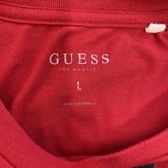 GUESS Black And Red Shirt With Glossy GUESS Print