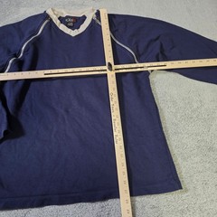 CXS21 Mens XL Long Sleeve Pullover Navy Blue Dual Zipper Mesh Shoulder Raglan