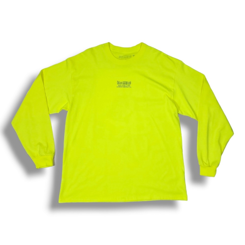 Boyz N The Hood Neon Yellow Long Sleeve Crew Neck T-Shirt Men’s Size XL