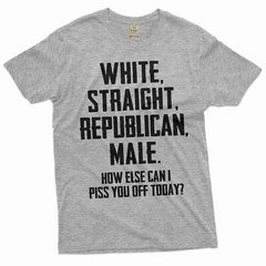 Men’s Funny Shirt White Straight Republican Male Shirt Funny USA Patriotic Shirt