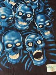 Vintage Liquid Blue Shirt Mens 3XL Black Glow In Dark Blue Skulls Graphic Tee