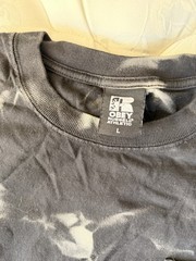 Obey Russell Athletic Black-And-White All Over Print T-Shirt Logo Tag Sz L