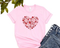 Paw Heart T-Shirt Dog Lover Tee Gift Animal Lover Shirt Fur Mama T-Shirt